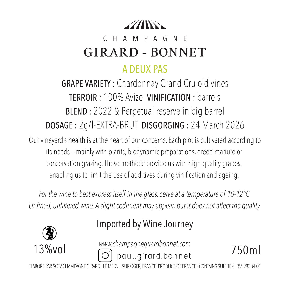 Champagne Girard-Bonnet 'À Deux Pas' D'Avize Grand Cru v22