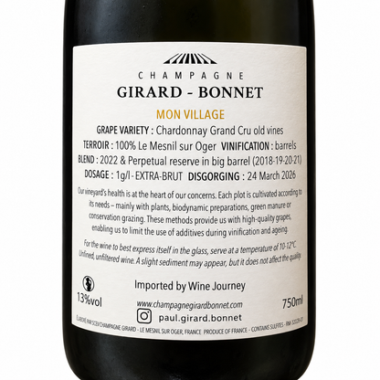 Champagne Girard-Bonnet Mon Village Chardonnay du Mesnil sur Oger Grand cru v22 (Disgorged March 2026)