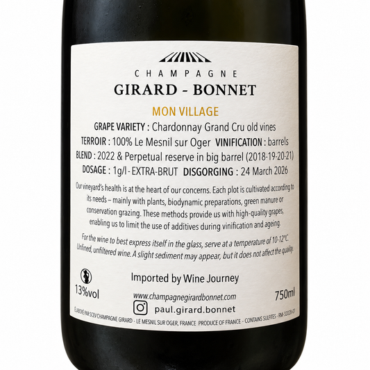 Champagne Girard-Bonnet Mon Village Chardonnay du Mesnil sur Oger Grand cru v22 (Disgorged March 2026)