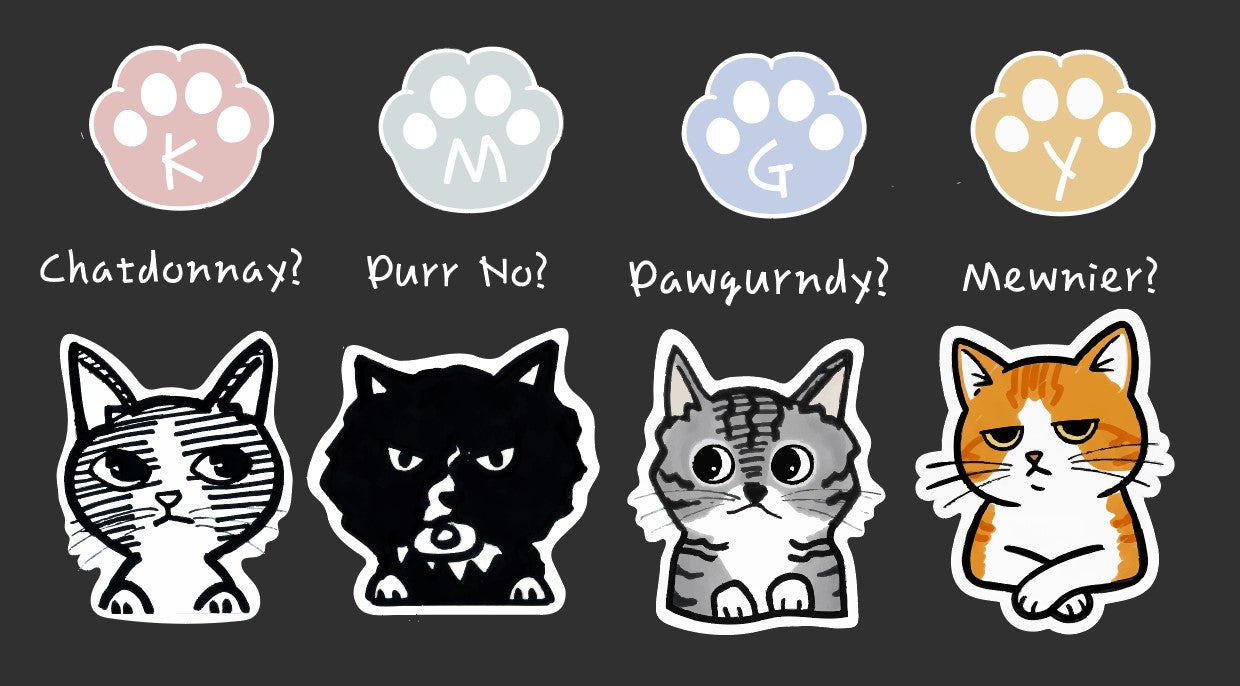 Wine Bottle Sleeves for blind tasting | Cat Series (set of 4)