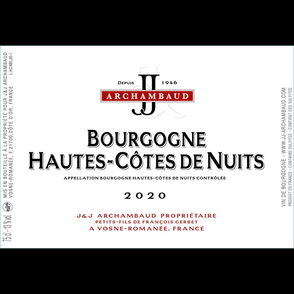 J&J Archambaud Bourgogne Hautes - Côtes de Nuits 2020