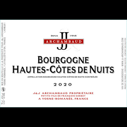 J&J Archambaud Bourgogne Hautes - Côtes de Nuits 2020