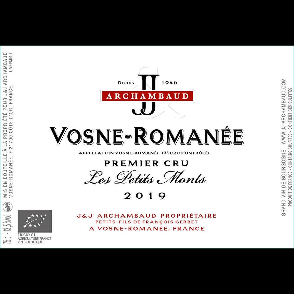 J&amp;J Archambaud Vosne-Romanée 一级园 - Les Petits Monts 2019