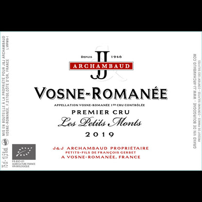 J&J Archambaud Vosne-Romanée Premier Cru - Les Petits Monts 2019